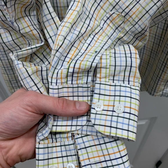 2 Burberry Mens Dress Shirts Button Ups Plaid Blue & White Medium Bundle - Picture 14 of 16